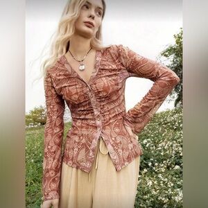Boho 70s Style Long Sleeve Top